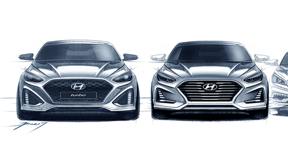 Первые скетчи рестайлингового седана Hyundai Sonata