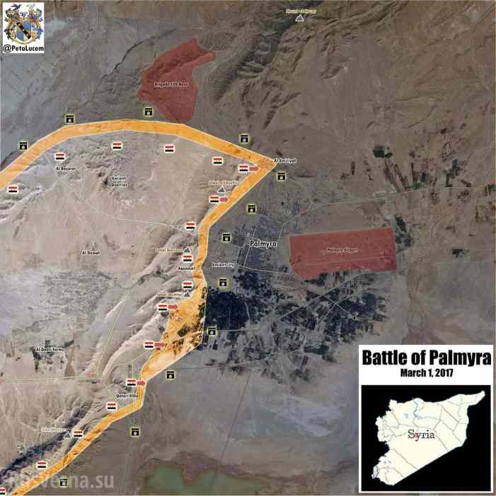 Кадры боев: Армия Сирии и ВКС России на пороге взятия Пальмиры (ВИДЕО, ФОТО, КАРТА)