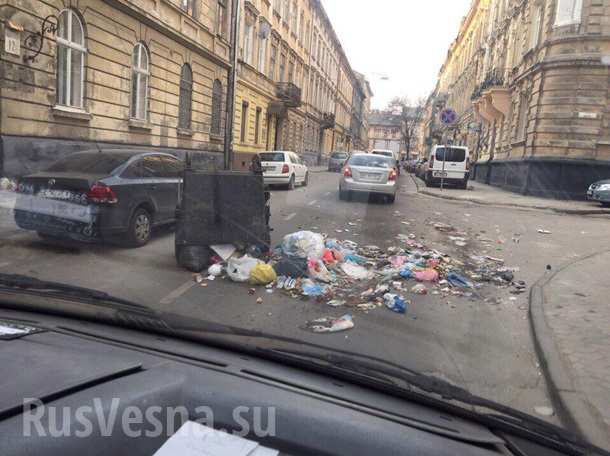 В центре Львова мусор парализовал автомобильное движение (ФОТО)