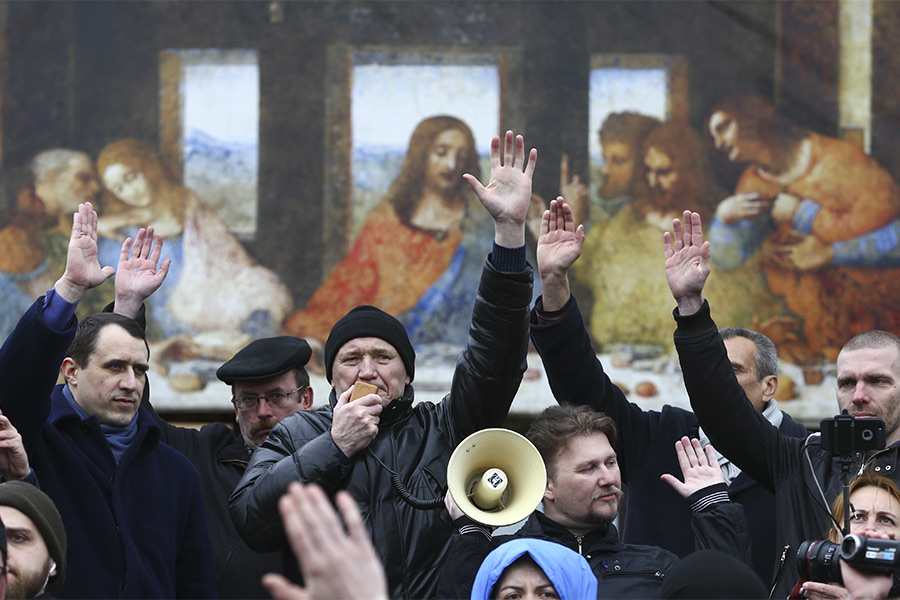 Белорусская оппозиция вышла на несанкционированную акцию в Минске