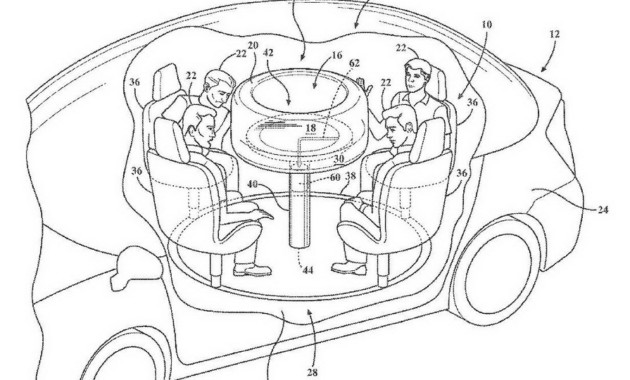 Ford запатентовал интерьер с круглым столом для машин с автопилотом