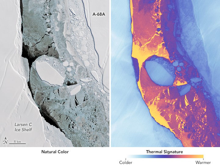 Появились впечатляющие спутниковые снимки гигантского айсберга, отколовшегося в Антарктике (ФОТО)